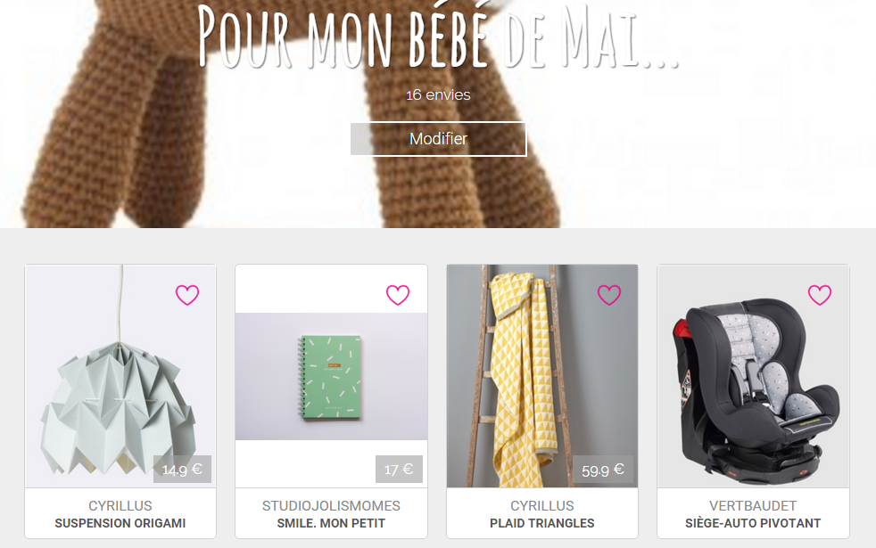 Ma wishlist bébé sur Tomel